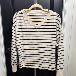 Abercrombie & Fitch Cream and Blue Striped Top
